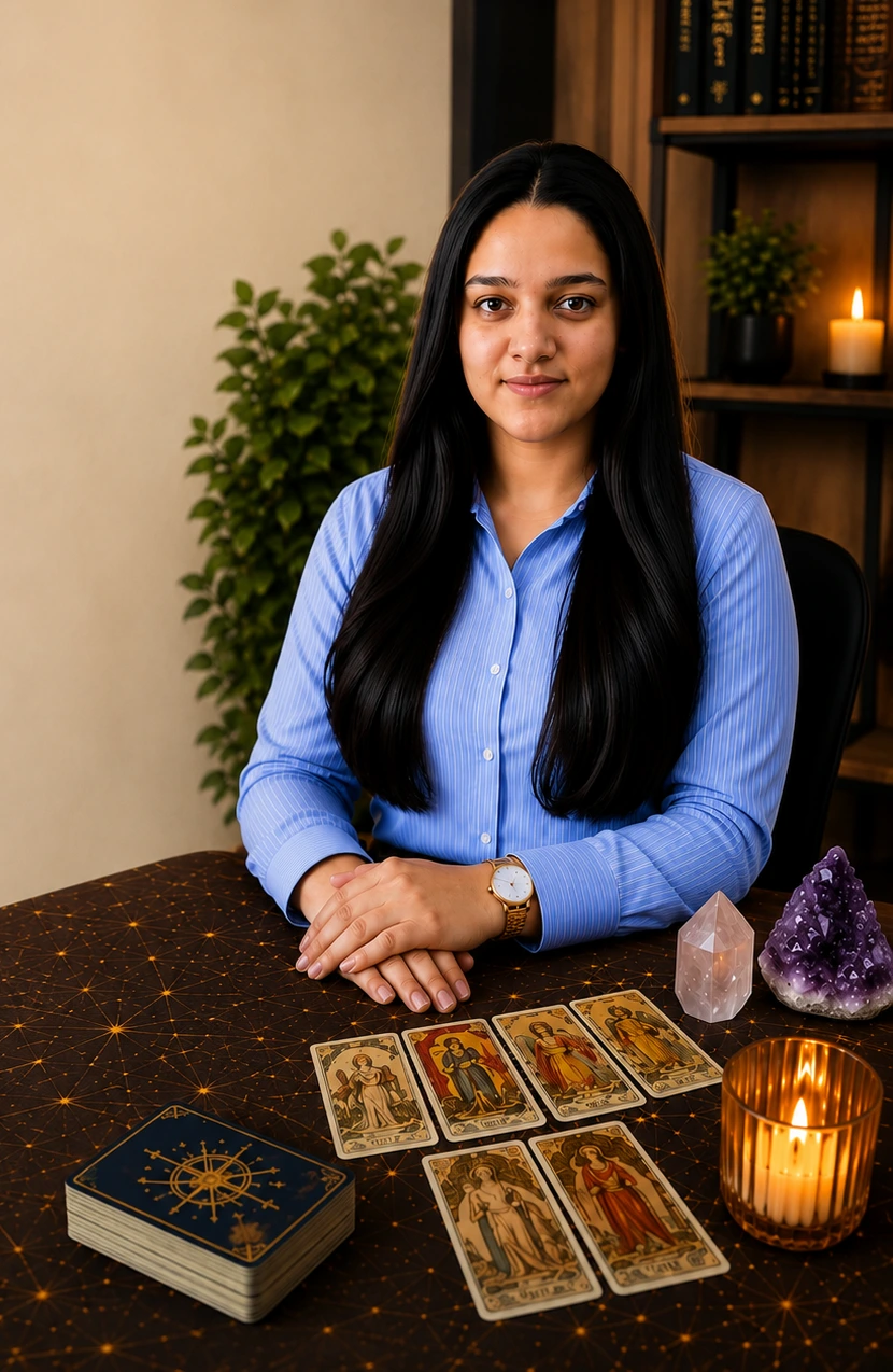 Tarot card reading consultation setup